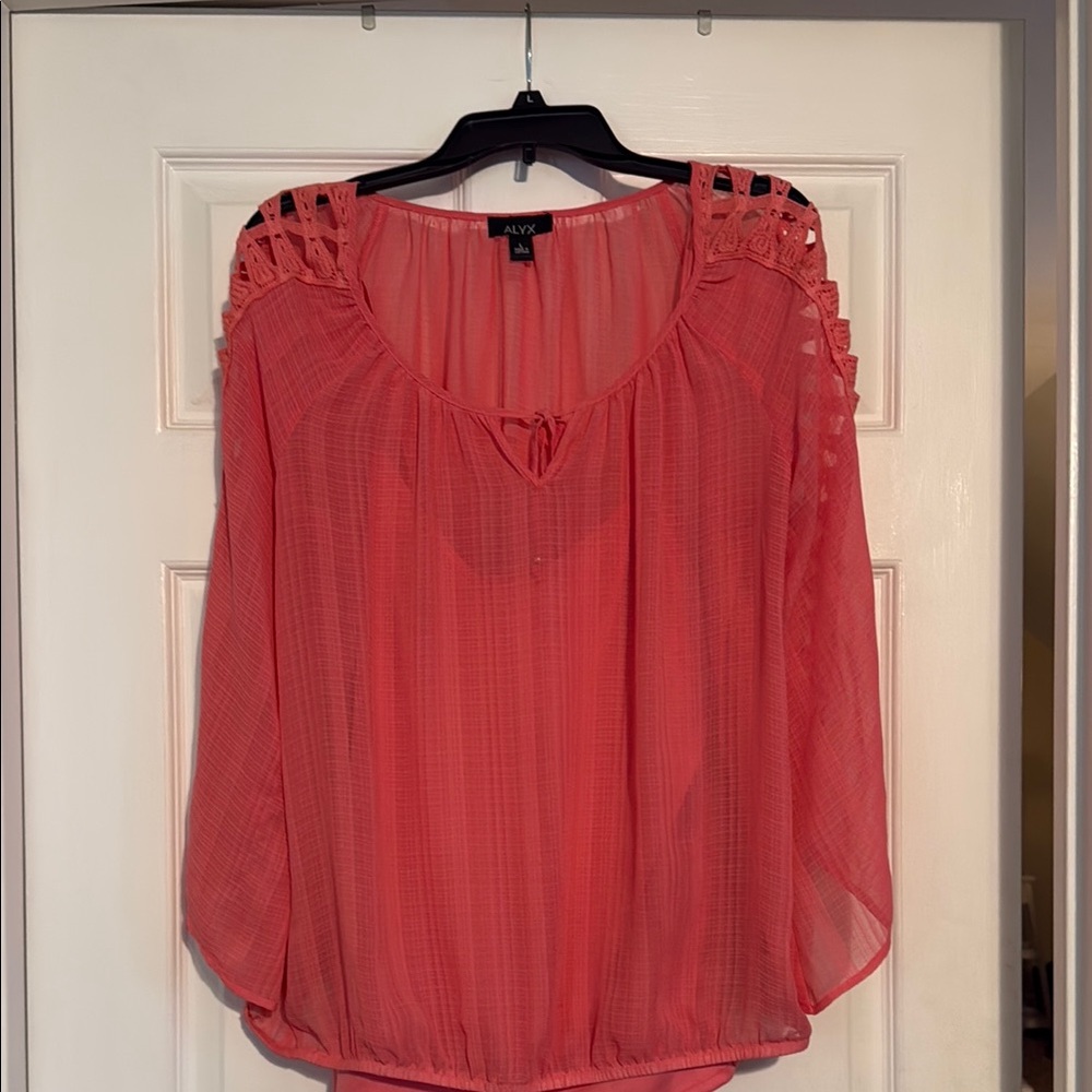 ALYX Coral Crochet-Shoulder Peasant Blouse